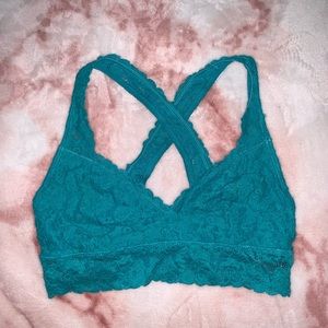 NWT AERIE TURQUOISE CROSSBACK LACE BRALETTE